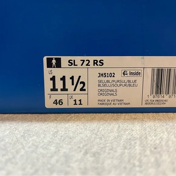 Adidas Originals SL 72 RS Semi Lucid Blue Pure Sulfur NBY Men' Size 11.5 JH5102​